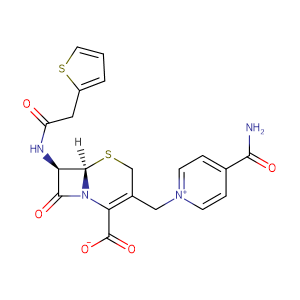4-carbamoyl-1-{[(6R,7R)-2-carboxylato-8-oxo-7-[2-(thiophen-2-yl)acetamido]-5-thia-1-azabicyclo[4.2.0]oct-2-en-3-yl]methyl}pyridin-1-ium,CAS No. 5575-21-3.