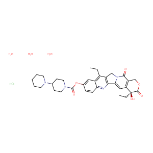(+)-(4S)-4,11-Diethyl-4-hydroxy-9-<(piperidinopiperidino)-carbonyloxy>-1H-pyrano<3',4':6,7>indolizino<1,2-b>quinoline-3,14-(4H,12H)-dione hydrochloride trihydrate,CAS No. 136572-09-3.