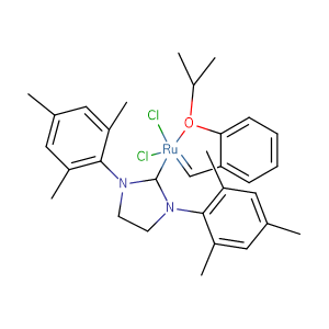 (1,3-Dimesitylimidazolidin-2-ylidene)(2-isopropoxybenzylidene)ruthenium(VI) chloride,CAS No. 301224-40-8.