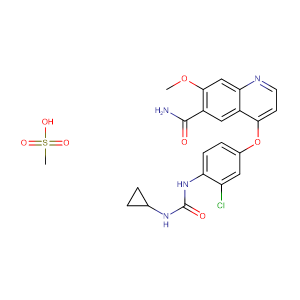 4-(3-chloro-4-(cyclopropylaminocarbonyl)aminophenoxy)-7-methoxy-6-quinolinecarboxamide methanesulfonate,CAS No. 857890-39-2.