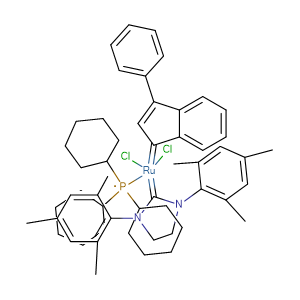 dichloro-[1,3-bis(mesityl)-2-imidazoldinylidene]-(3-phenyl-1H-inden-1-ylidene)(tricyclohexylphosphine)ruthenium(II),CAS No. 536724-67-1.