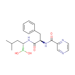 [(1R)-3-methyl-1-({(2R)-3-phenyl-2-[(pyrazin-2-ylcarbonyl)amino]propanoyl}amino)butyl]boronic acid,CAS No. 1132709-15-9.